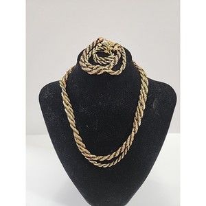 Ladies Good Quality Gold Plated  Black Rope Chain Necklace, Bracelet, Earring